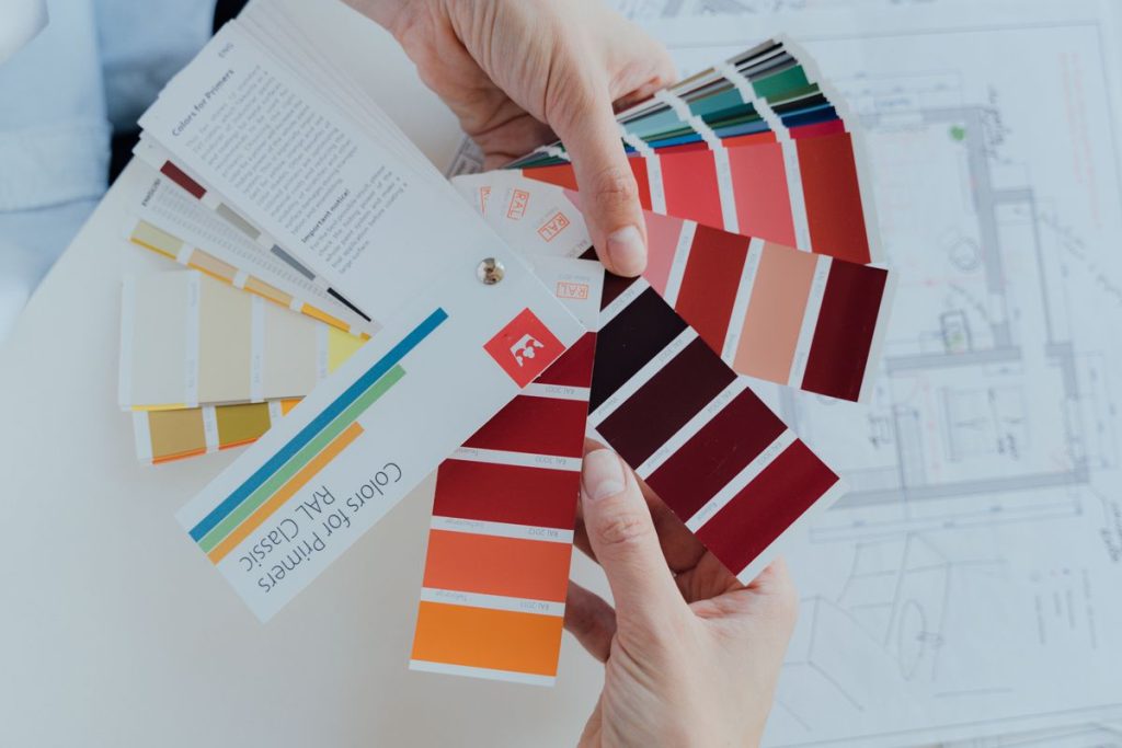 Choosing paint colours from swatch fans