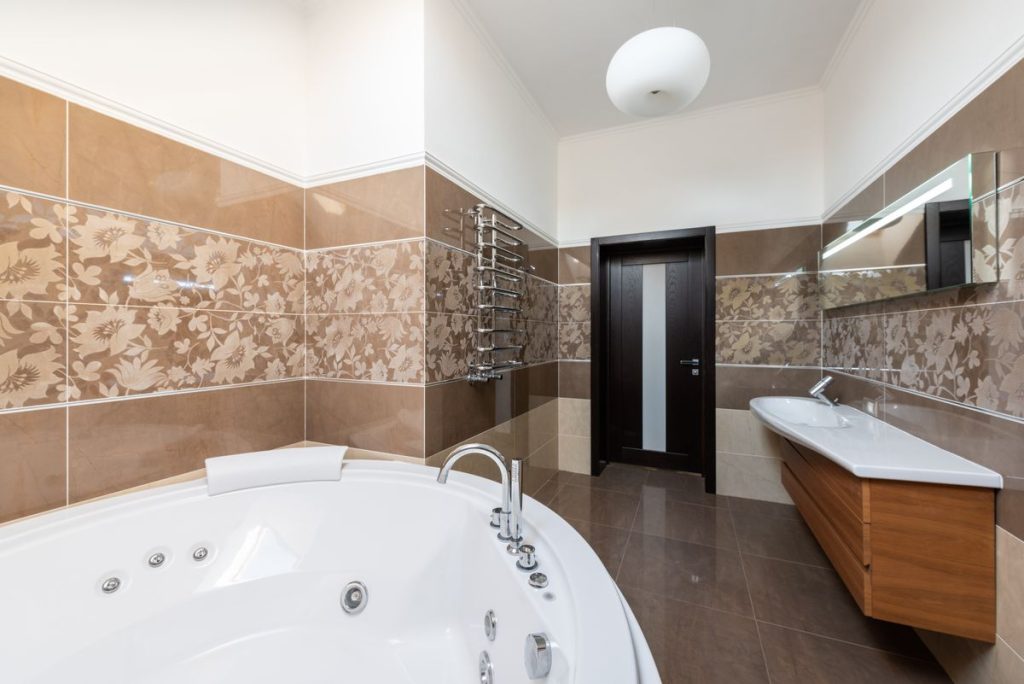 Modern tiled bathroom interior